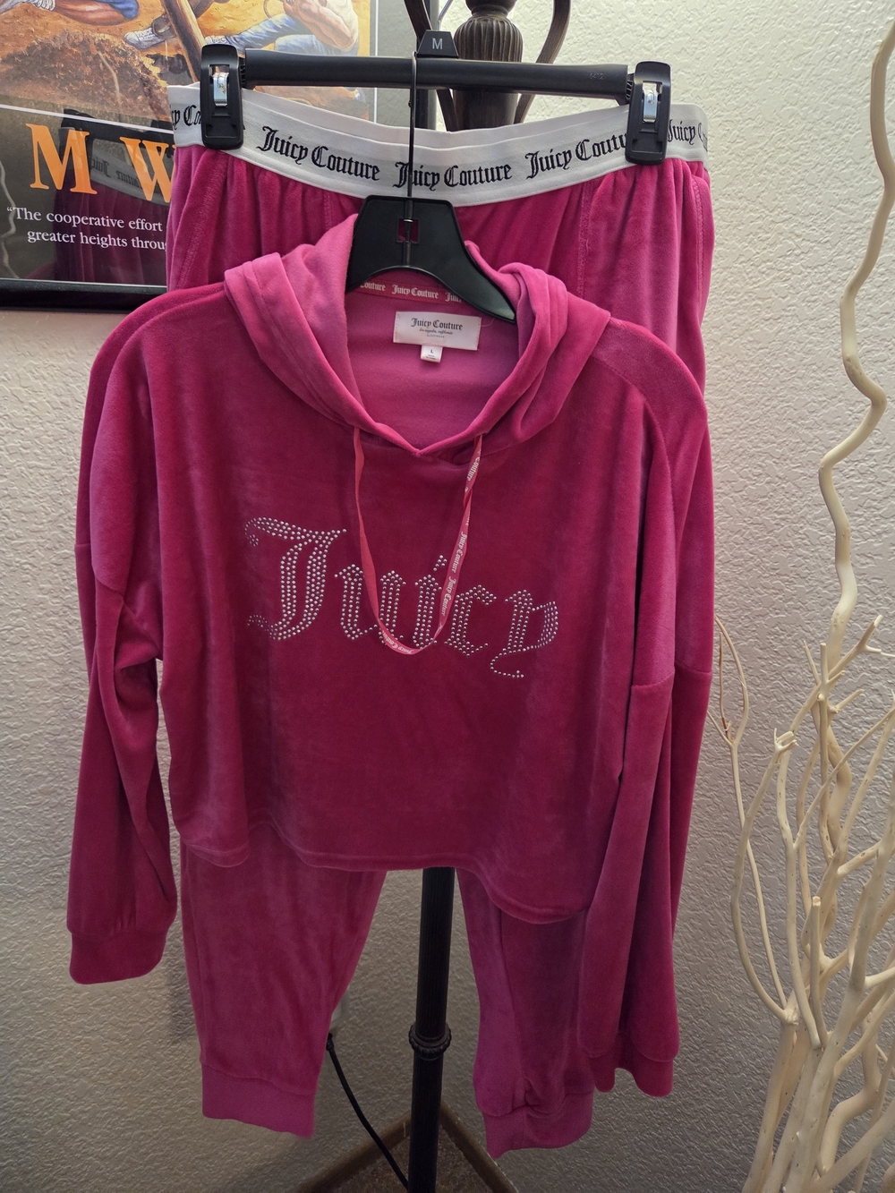Juicy Couture Hot Pink Velour Hoodie & Jogger Set